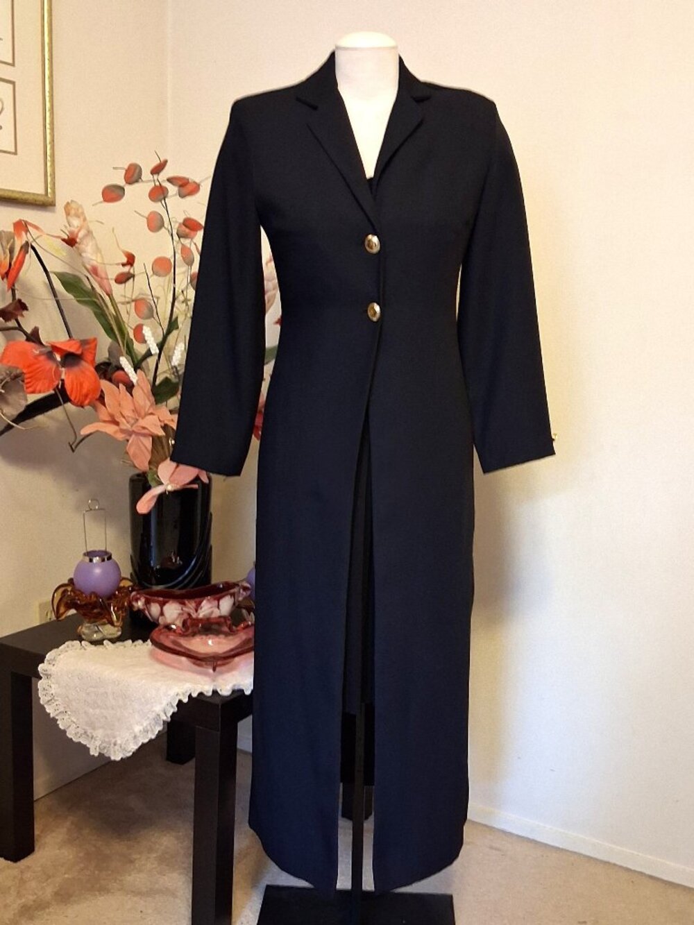 VTG Classique Collections Black Long Classic Coat Quality Business Overcoat 6